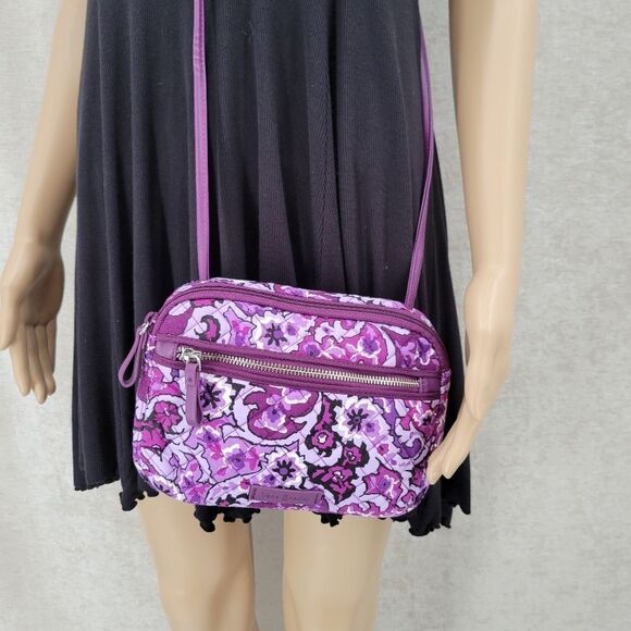 Vera Bradley Lilac Paisley Iconic Little Crossbody with RIFD protection cardslot - Picture 11 of 12